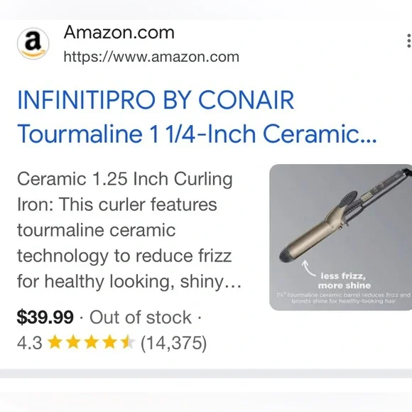 CONAIR • InfinitiPro Be the Pro Tourmaline Ceramic Curling Iron Gold & Black - Picture 2 of 16